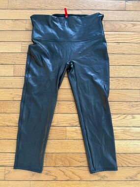 SPANX Black High-Shine Faux Leather Leggings